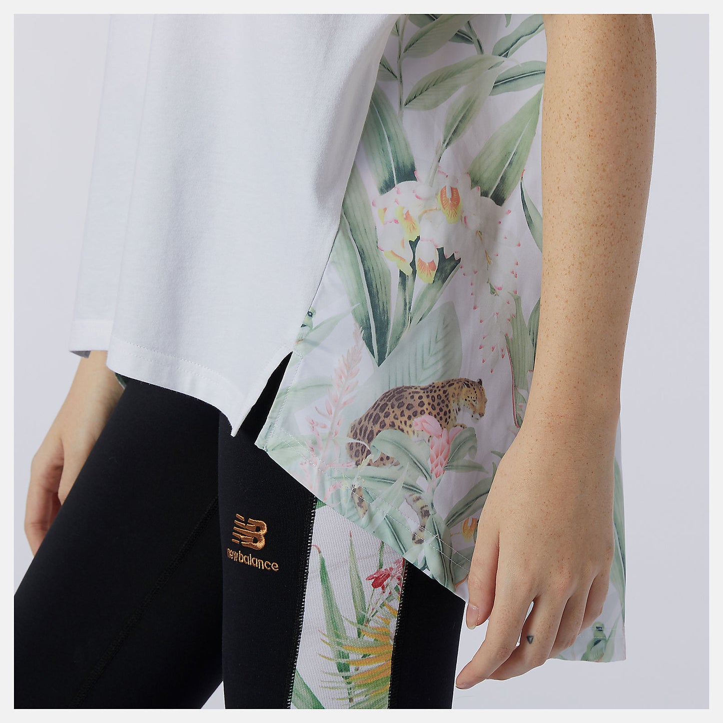 NB Essentials Botanical Knit Woven Mix Tee | New Balance Clothing - Women